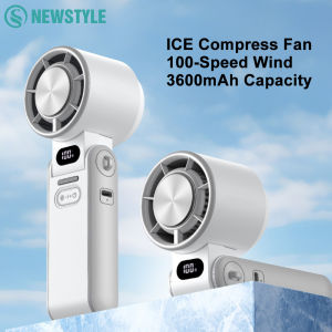 Outdoor Handheld Cold Compress Fan 3600mAh Quite High-speed Cold Air USB Rechargeable Mini Turbo Fan with Lanyard Portable Fan