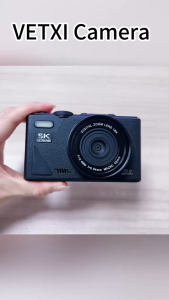vetxi-08 New 75MP retro digital camera with 18x optical zoom autofocus 5k camera with flip screen 5K video and smile detection for travel vloggers