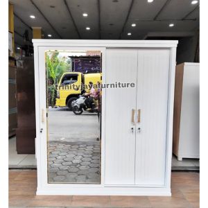 Lemari Pakaian 4 Pintu Sliding Premium Bahan Multiplek 18ml/trinityjayafurniture