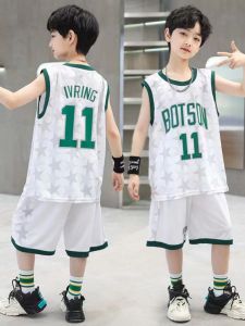 ชุดบาสเก็ตบอลฤดูร้อนสำหรับเด็กชาย 2023 ใหม่ แขนกุดระบายอากาศแห้งเร็ว วัสดุโพลีเอสเตอร์ คอกลม สไตล์ลำลอง