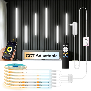 2/4/6Piece CCT LED Light Strip Kit with BT Controller And IR RemoterCOB Tape Light 3500K-6000K Adjustable BrightnessEU/US/UK