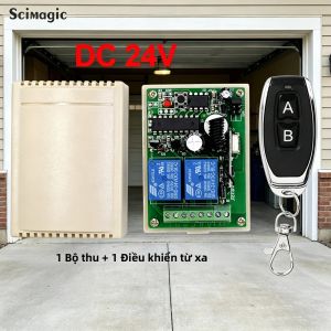 Công Tắc Điều Khiển Từ Xa Không Dây RF 433 MHz DC 24V 2Ch Bộ Thu Và Phát Rơle Cho Đèn Động Cơ Cửa Nhà Để Xe