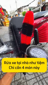 SGN1 COMBO 4 Cọ Rửa Xe Cọ Mâm Lazang Bàn Chải Lốp Rửa Xe Đa Năng Rửa Gầm Lốc Máy Xe Ô tô Xe Máy