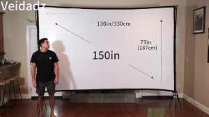 Layar Proyektor dan Dudukan Stand Projector Screen VEIDADZ 100 inch 16:9 4K HD Portabel Layar Proyeksi Film Depan Belakang dengan Tas Jinjing Desain Bebas Kerut untuk Home Theater Bioskop Halaman Belakang cxw