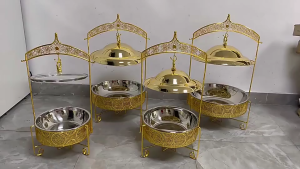 XINHONG Food warmer 4L ถาดอุ่นอาหาร เตาอุ่นอาหาร ถาดบุฟเฟ่ต์ ถาดสแตนเลส เตาแอลกอฮอล์ เตาบุฟเฟ่ต์โรงแรม งานแกะสลักอันวิจิตรประณีต