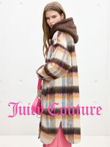 Juicy Couture | Retro Hooded Plaid Loose Coat