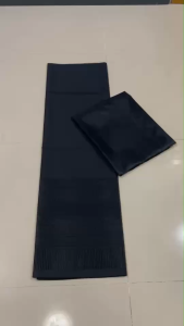 ผ้าไหมสีดำยกดอกดำ: ผ้าไหมใยสังเคราะห์ ผ้าทอลาย ขนาด 110x190ซม