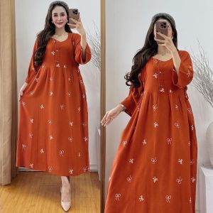 Dress Chibi Jumbo Lengan 3/4 - Daster Terbaru 2025 Busui Saku Samping Bahan Rayon Premium