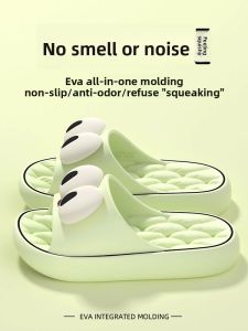 MONLEYTA | Bathroom Slippers EVA Quiet Anti-Slip Men Women Summer Indoor Home Slippers Quick Dry Couples Cute Style Flat Sandals