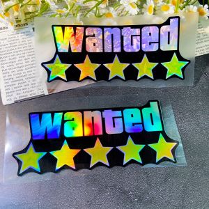 1PC WANTED Reflective Motorcycle Stickers Waterproof for Scooter Helmet Box DIY Car Windows Bumper Trunk Durable Vinyl Decals