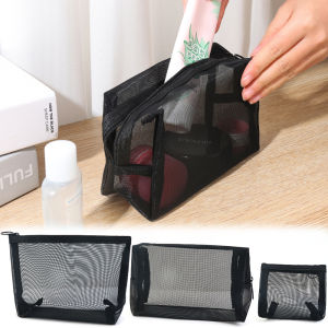 Lưới Túi trang điểm xách tay Túi mỹ phẩm trong suốt dung tích lớn Bộ vệ sinh cá nhân khi du lịch Khăn tổ chức Lưu trữ túi L M S