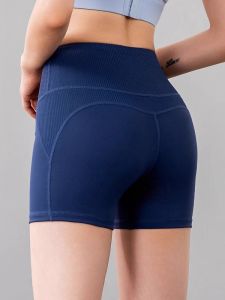 High Waist Yoga Shorts Summer Fitness Pants Striped Dual Match Sport Trousers Abs Slimming Shaping Seamless Gym Shorts
