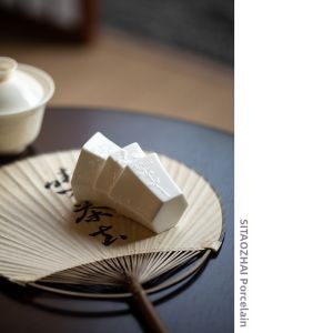 Antique Style White Porcelain Carved Hexagonal Teacup