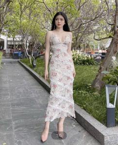 P018-023 PIMNADACLOSET - Spaghetti Eyelet Floral Print Dress