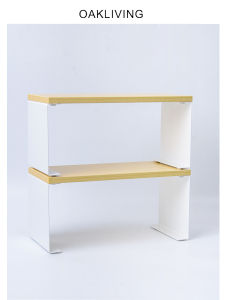 Simple Home Use Oakliving Storage Rack Kitchen Spice Jar Desktop Organizer Layered Solid Wood Shelf Rectangular Iron Frame