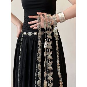 Bohemian Style Turquoise Butterfly Waist Chain Accessory Womens Vintage High-End Feeling with Sweater Waist Belt