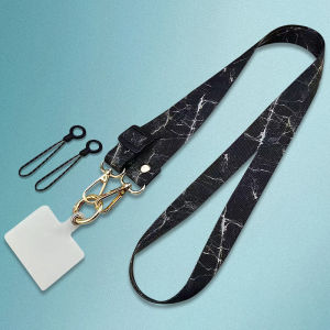 Adjustable Cell Phone Charm Crossbody Lanyard Marble Pattern Hanging Decoration Neck Strap AntiLoss Lanyard With Gasket Clip
