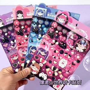 🇲🇾[Malaysia]Ready Stock Decorative YuXian Cool Girl Sticker DIY Waterproof PVC Stickers Cute Cartoon Stickers Journaling Present Guka Card Gucka Stickers Gooka Stickers 语闲咕卡贴纸 像素小世界系列 可爱甜酷少女人物高颜值闪膜手帐贴