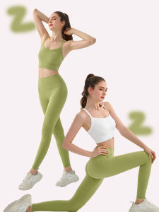 ชุดโยคะป้องกันแรงกระแทกแบบบราสปอร์ต ชุดออกกำลังกาย ชุดโยคะ ชุดโยคะ Pilates สำหรับผู้หญิง ชุดโยคะฤดูร้อน เอวสูง สายเดี่ยว แขนกุด