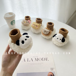 รองเท้าเด็กผ้าขนแกะสีนม ฤดูใบไม้ร่วง/ฤดูหนาว รองเท้าเด็กผู้ชายและผู้หญิง 0-6 เดือน รองเท้าเด็ก ถุงเท้า รองเท้าเด็ก รองเท้าเด็กวัยเตาะแตะ