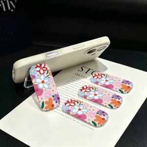 Makeup Mirror Phone Kickstand Cute Floral Self Adhesive Foldable Ultra-thin Back Sticker Cellphone Holder Desktop Support Stands