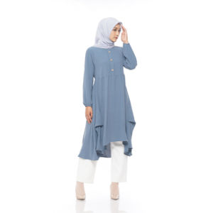 Dzellia - Emira Midi Dress in Steel Blue