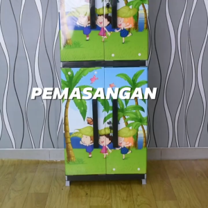 LEORA Lemari Pakaian Plastik KINARA Lemari Kunci Lemari Plastik Susun Lemari Stiker Karakter Rak Baju Rak Sepatu