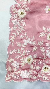 [PRE ORDER]Party Wear Soft Pure chinon silk Saree FABRIC:- Pure Chinon silk WORK:-Embroidery_Bhakti (Normal / Ready To Wear Saree) ~ Delivery Lead Time : 10 days