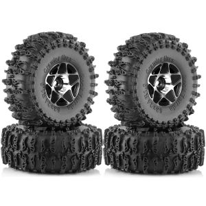 4 Bánh Xe Beadlock Bằng Nhôm Với Lốp Cao Su Crawler 1.0 OD 2.48 Dành Cho Xe RC Crawler 1/18 1/24 TRX4M SCX24 FMS FCX18
