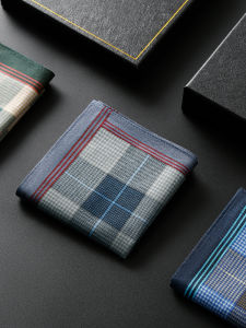 Pure Cotton Mens Handkerchief Water Absorbent Sweat Wiping Retro Style Pocket Square Towel Birthday Gift for Elderly