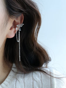 Elegant Butterfly Tassel Ear Cuff for Women Diamond Embedded No Piercing Required Korean Style Fashion Jewelry Ear Accessory
