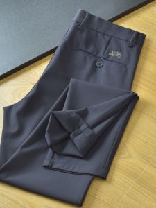 กางเกงขายาวทรงตรงสำหรับผู้ชาย ทรงเข้ารูป ฤดูใบไม้ผลิและฤดูใบไม้ร่วง สไตล์ธุรกิจ กางเกงขายาวลำลองแบบตัดเสื้อ คอลเลกชั่นฤดูร้อน