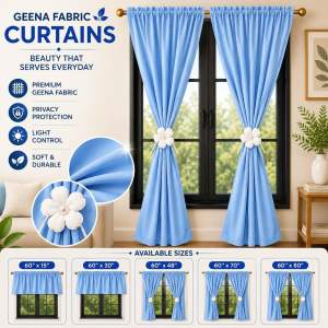 PARES PARES na Kulay ng Kurtina Plain Sky Blue Non Ring Curtain House & School Decoration - Door Window Shelves Board Divider Barrier even in Vehicles can use to cover from sunlight (from small size curtain to big sizes)