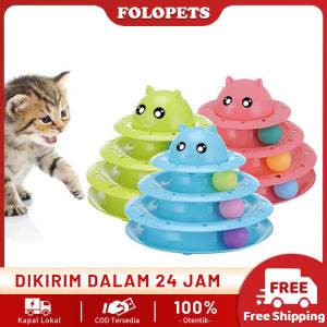 FOLOPETS Mainan Kucing Bola Putar - Lucu Interaktif Cat Toys Circular Tower Toy 3 Lapis
