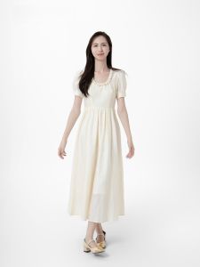 ON&ON | French Style Round Neck Hand-Embroidered Beads Waist Cinching Slimming Luxury Dress