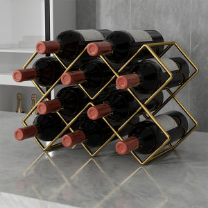 Luxury Home Wine Bottle Holder Diamond Shaped Red Wine Glass Stand Bar Counter Decoration Iron Material Handmade Crafted