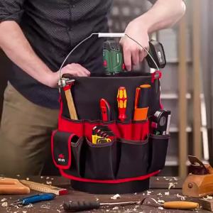 Bucket Tool Organizer Bag Heavy Duty Multi Pocket Tool Caddy for Electricians Gardening & DIY (Bag Only)