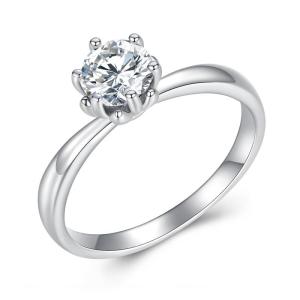 BAMOER 0.8CT Round Moissanite Ring for Women D Color VVS1 EX Engagement 925 Sterling Silver Ring MSR006