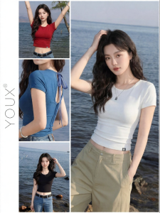 YOUXIANG | Áo Thun Ngắn Phù Hợp Đơn Giản và Thời Trang