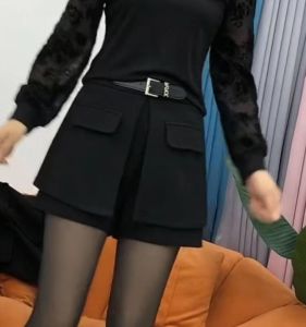 Spring New Casual Shorts Skirt Wide Leg Pants Elastic Waist Large Size Outerwear A-Line High Waist Double Layer Boot Pants