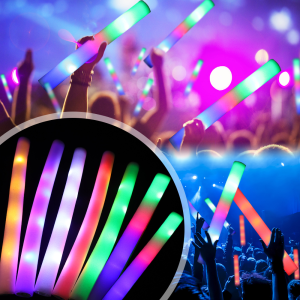10PCS LED Glow Sticks Bulk Colorful RGB Luminous Foam Stick Cheer Tube Dark Light for Concerts Wedding Birthday Party Props