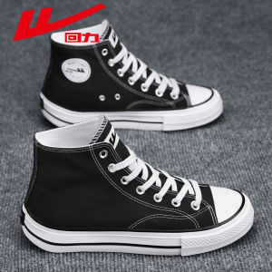 รองเท้าผ้าใบทรงหุ้มข้อสูงสำหรับผู้ชาย Warrior ฤดูร้อนปี 2024 สีดำ ทรงคลาสสิก รองเท้าลำลอง ยางพารา วัสดุในners ทรงหุ้มข้อต่ำ