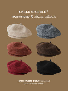 Korean Style Knitted Beret Hat Autumn Winter Vintage Artistic Bloomer Cap Women Sweet Painter Hat Face Slimming Street Style