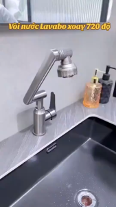 Bộ Vòi Rửa Mặt Vòi Rửa Tay Lavabo Đầu Xoay 720 Độ Thông Minh Vòi Nước Nóng Lạnh 2 Chế Độ Xả