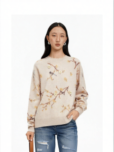 Chinese Style Plum Decorative Wool Blend Sweater