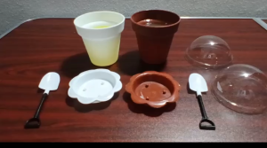 Plastic Dessert Pudding Jelly mousse Cup Flower Pot with Lid Base Plate Spade mini plant pot or food ice-cream container flower arrangement plant castus plant air plant