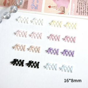 30PCS Multiple Colors Simulated Shoelace Resin Nail Art Decorations 3D Creative Hollowed Ballet Shoelaces Nail Charms DIY Nails