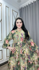 Gamis Wanita Baju Pakaian Monika Katun Rayon Busui Resleting LD110 PB138 Nyaman Dipakai Sehari-hari