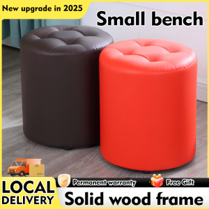 🔥SG Local Seller🔥2025 Upgrade Modern Solid Wood Shoe Stool Anti-slip Foot Small Stool Scratch-Resistant Waterproof High Resilience Sponge Bench Stool Chair
