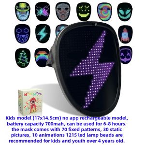 Bluetooth LED Gesture Sensing Pixel Mask Customizable APP Robot Mask Changeable Faces for Party Performance Magic Show